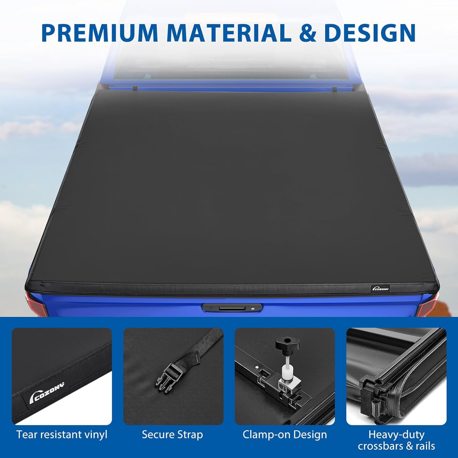 Garvee T3 Soft Tri-Fold Truck Bed Tonneau Cover for 2015-2023 Ford F150 (Incl. Lightning) , Fits 5.5' / 67" Fleetside Bed, Waterproof, Durable, Easy Install, Black