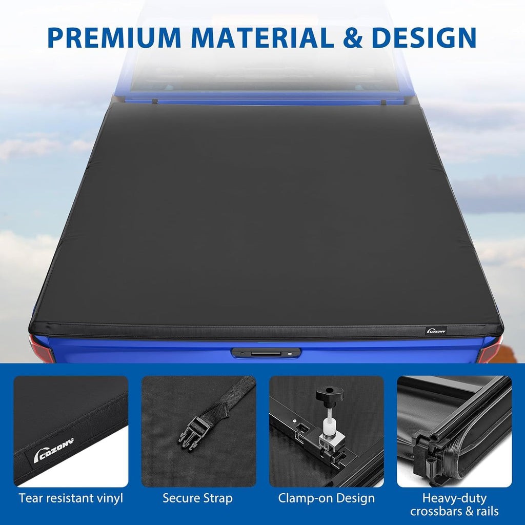 Garvee Tri-Fold Truck Bed Cover Compatible with 2002-2023 Dodge Ram 1500 (Inclu. Classic & New Body), 2003-2023 Dodge Ram 2500 3500, Fleetside 6.4' Bed (for Models Without Ram Box)