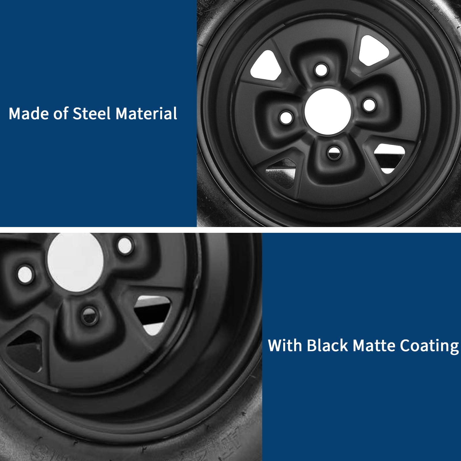 Garvee 2 PCS 25x10-12 ATV Tires with 12" Wheel Rim 4 Bolt, All-Season Off-Road Mud Sand Terrain, 12x7" Rim, Black