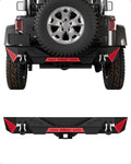 Garvee Rear Bumper Compatible with 2007-2018 Jeep Wrangler JK & JKU Unlimited (2/4 Doors), Off Road Back Bumper with Hitch Receiver & 2 x D-Rings Paintable Armor