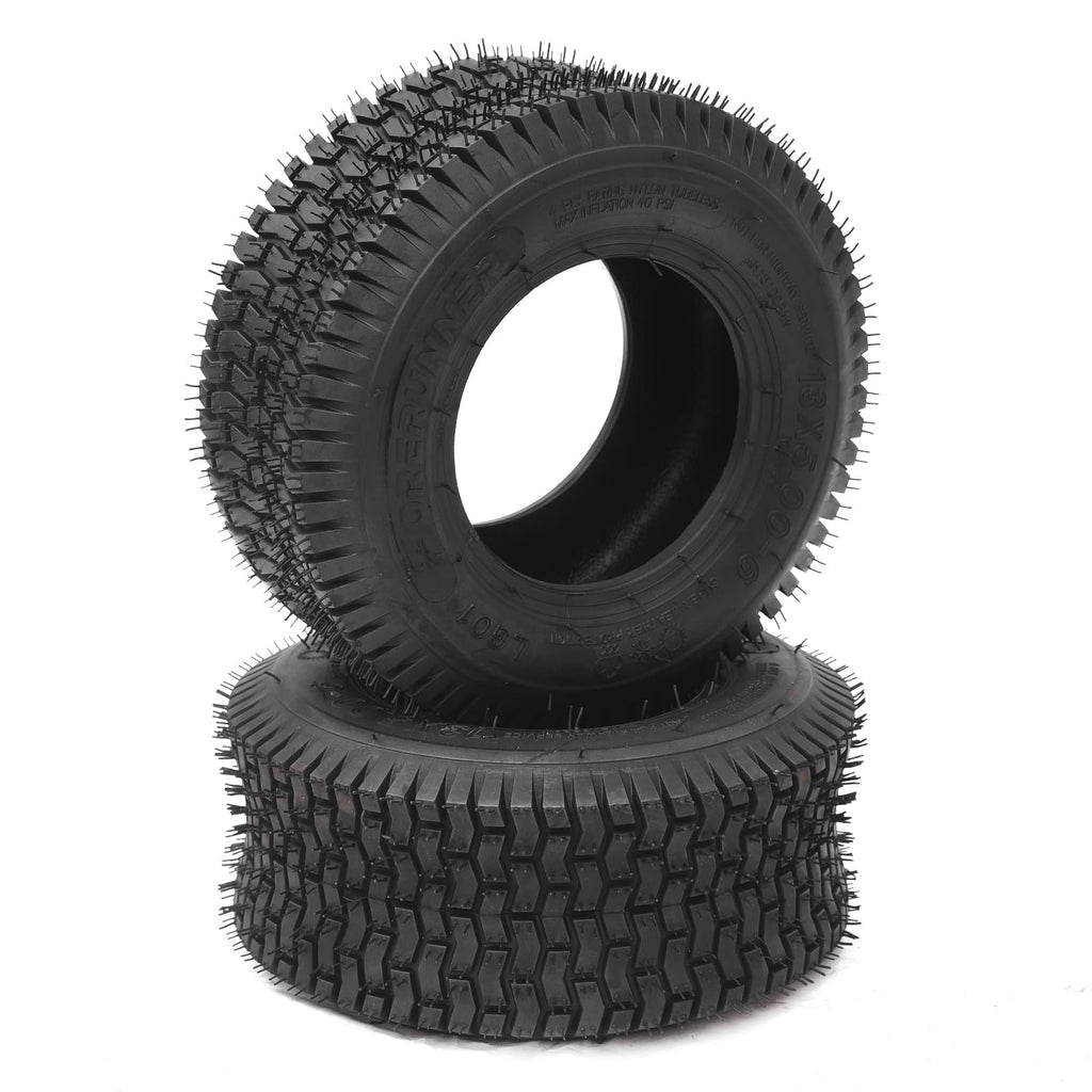 Garvee Lawn Mower Tires Turf Tires 13x5.00-6 4PR for Golf Cart Tires, Garden Tractor Riding Mower Tubeless Set of 2
