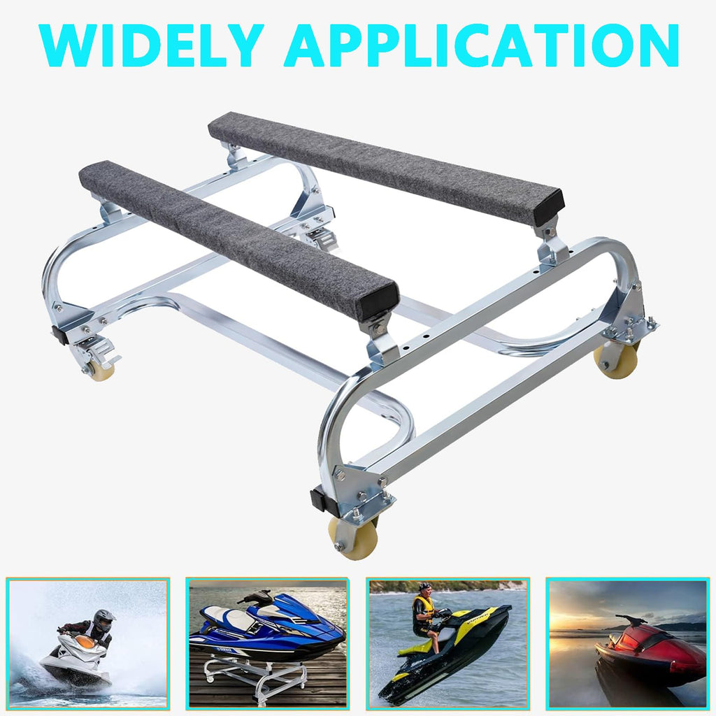 Garvee Jet Ski Dolly - 1300 lbs Watercraft PWC Dolly with Adjustable Bunks and 4 Brake Casters for Moving Watercraft, Galvanized Steel, Multi-Size Adjustable, Rust-Resistant