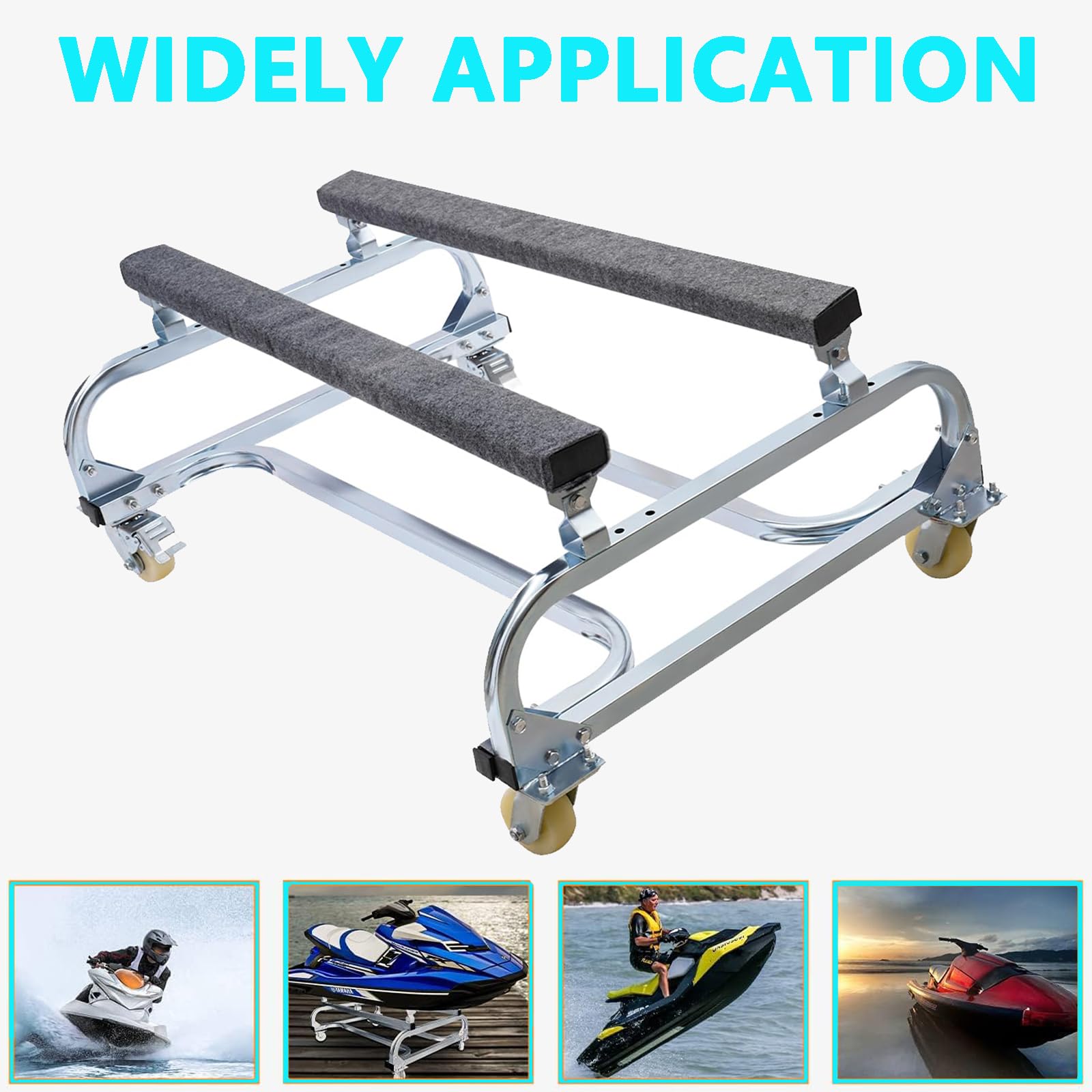 Garvee Jet Ski Dolly - 1300 lbs Watercraft PWC Dolly with Adjustable Bunks and 4 Brake Casters for Moving Watercraft, Galvanized Steel, Multi-Size Adjustable, Rust-Resistant