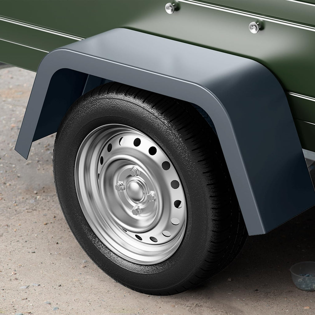 Garvee 2 Pack Single Axle Trailer Fenders,Heavy Duty Steel Diamond Plate Single Axle Trailer Fenders Fit 14"-16"Wheel Tires,Car Hauler Trailer,Cargo Trailer,Utility Trailer,Landscape Trailer (Silver)
