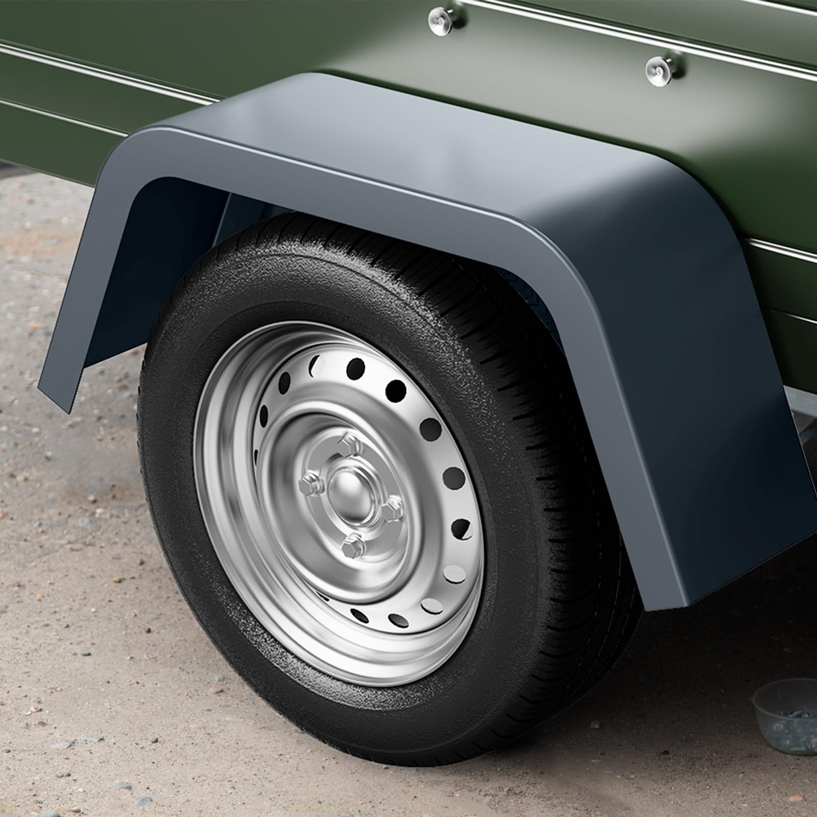 Garvee 2 Pack Single Axle Trailer Fenders,Heavy Duty Steel Diamond Plate Single Axle Trailer Fenders Fit 14"-16"Wheel Tires,Car Hauler Trailer,Cargo Trailer,Utility Trailer,Landscape Trailer (Silver)