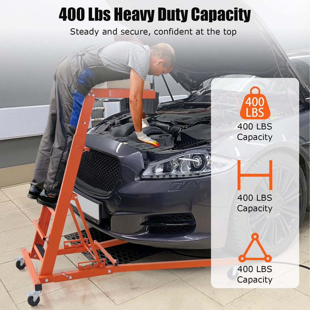 Garvee Automotive Top Creeper, 48"- 66" Adjustable Height, 3 Types of Angle Adjustable Top Automotive Creeper, 400 LBS Capacity Engine Creeper for Home Garage, Workshop Repair Maintenance, Orange
