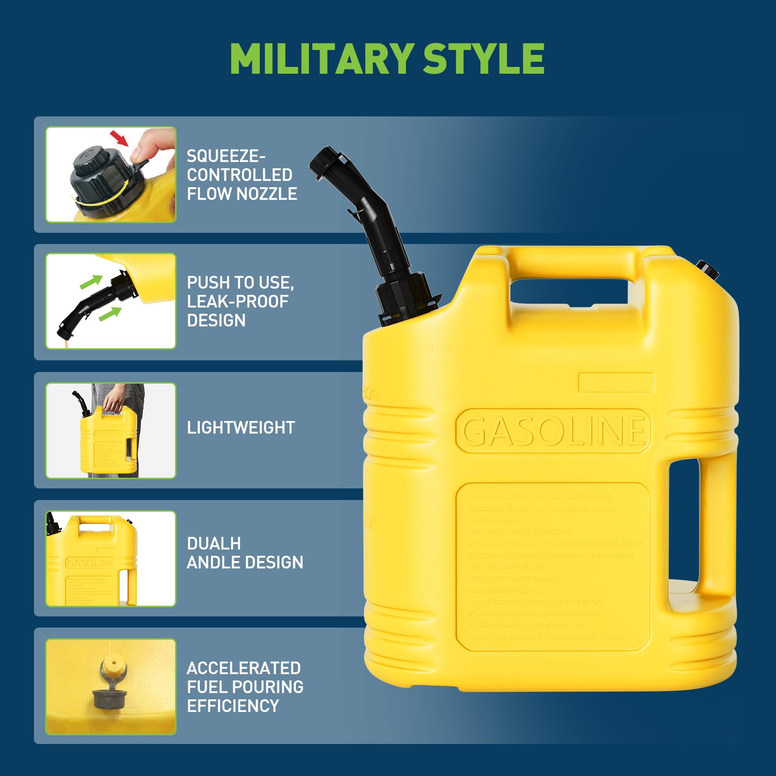 Garvee 5 Gallon Gas Cans Durable Fuel Containers with Viewing Stripe for Gasoline & Diesel Yellow 4 Pack