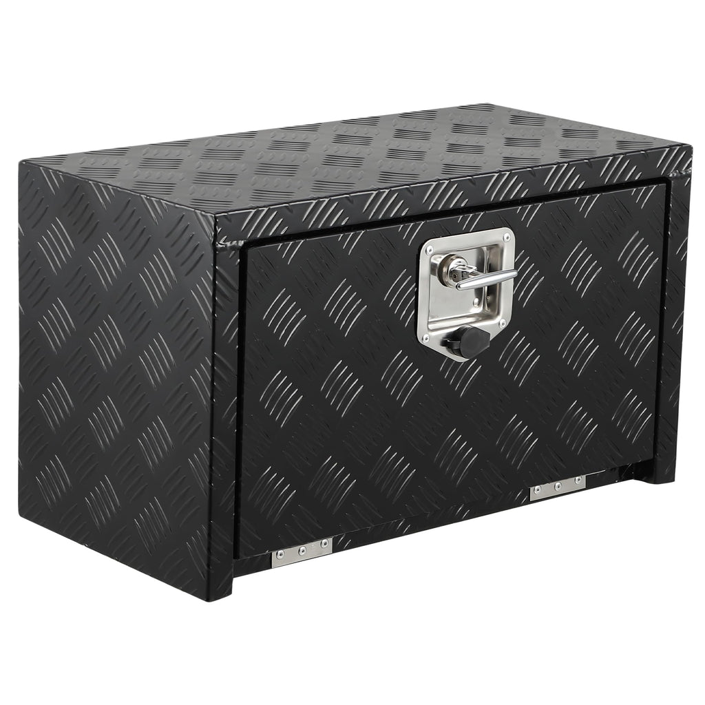 Garvee 24" x 14" x 16" Heavy Duty Aluminum Tool Underbody Box, Waterproof Truck Storage Organizer Chest, Black