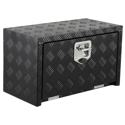 Garvee 24 Inch Heavy Duty Aluminum Tool Underbody Box Waterproof Truck Storage Organizer Chest for Pick Up Truck Bed Black