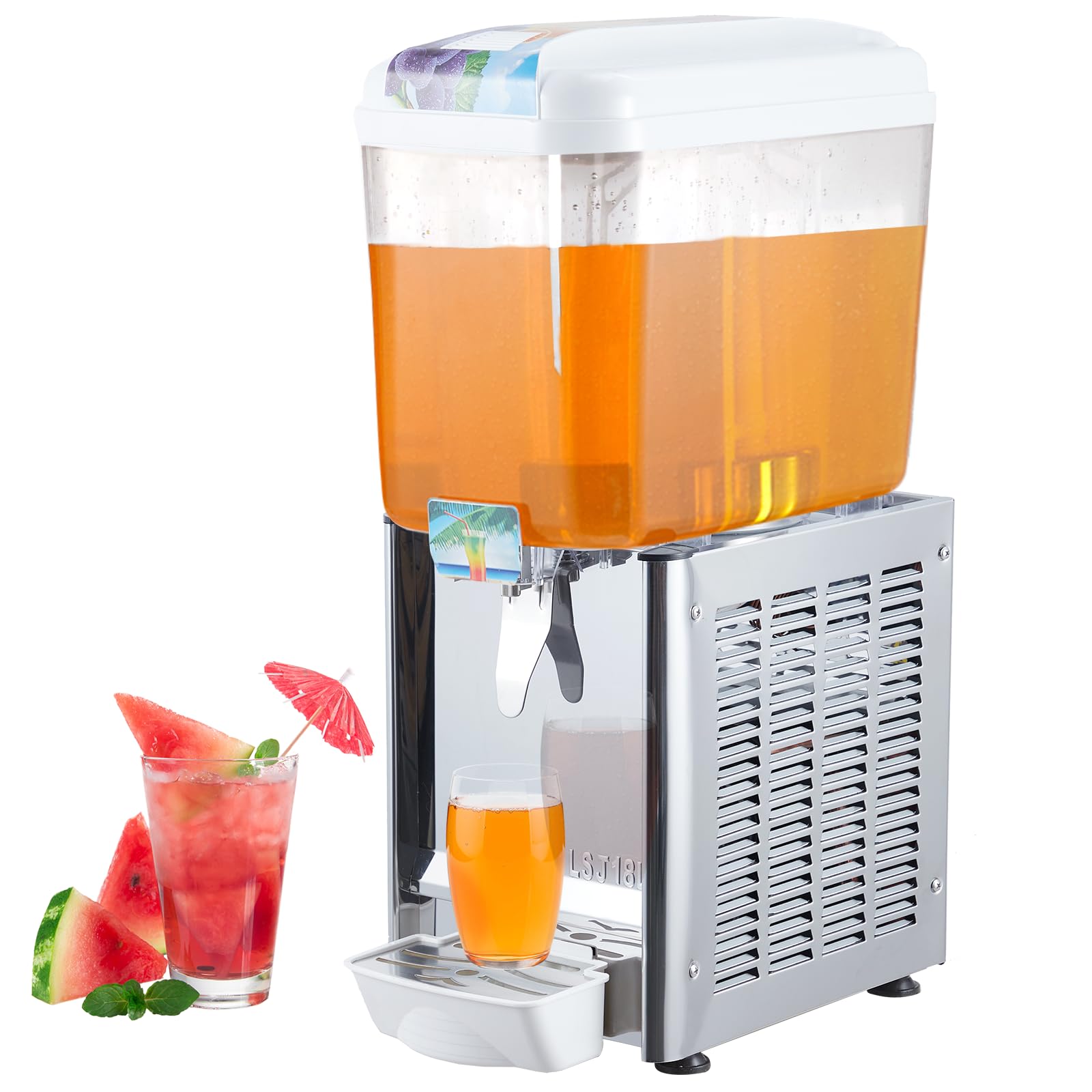 GARVEE 18L (4.75 Gallon) Commercial Juice Dispenser, 1 Tank 180W, Stainless Steel Beverage Dispenser for Tea, Drink