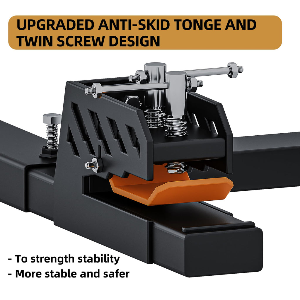 Garvee 4000 LBS 60" Pallet Forks, Heavy Duty Clamp on Pallet Forks with Anti-Slip Tongue, Twin Screw Design and Adjustable Stabilizer Bar (18.7"-31.8") for Tractor Bucket Loader Skid Steer