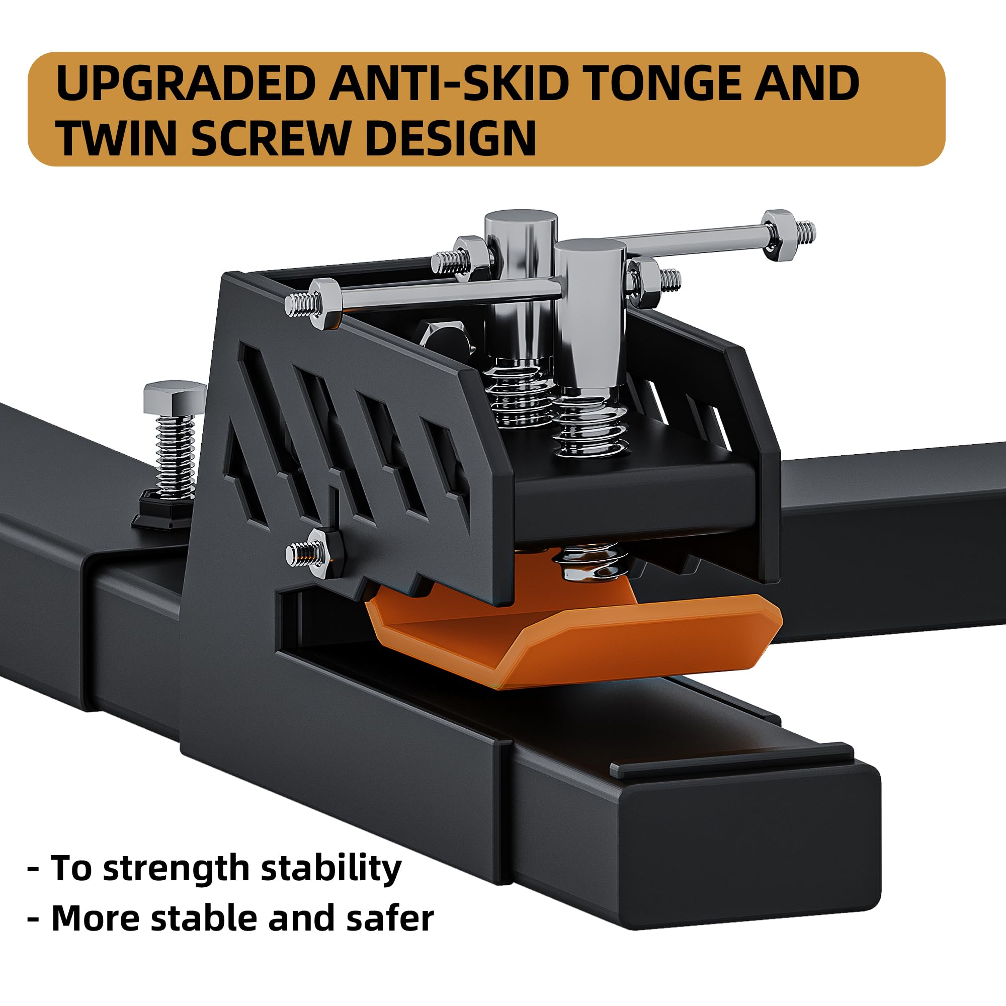 Garvee 4000 LBS 60" Pallet Forks, Heavy Duty Clamp on Pallet Forks with Anti-Slip Tongue, Twin Screw Design and Adjustable Stabilizer Bar (18.7"-31.8") for Tractor Bucket Loader Skid Steer