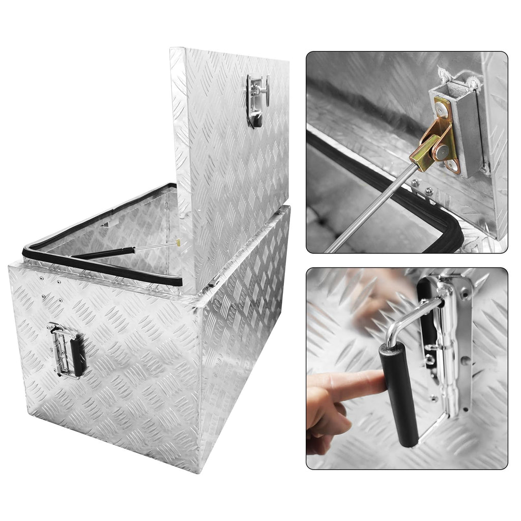 Garvee Aluminum Tool Box - 30 inch Square Truck Storage Organizer Chest With T-Handle Lock and Keys Included