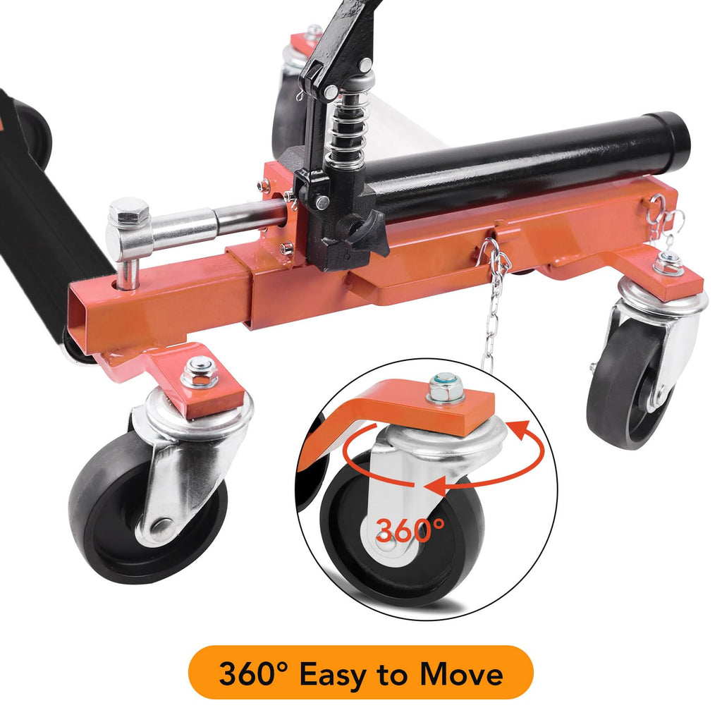 Garvee Car Wheel Dolly Set of 4, Hydraulic Tire Jack, 1500 LBS Capacity, Durable, for Trucks, RVs, Trailers, Orange