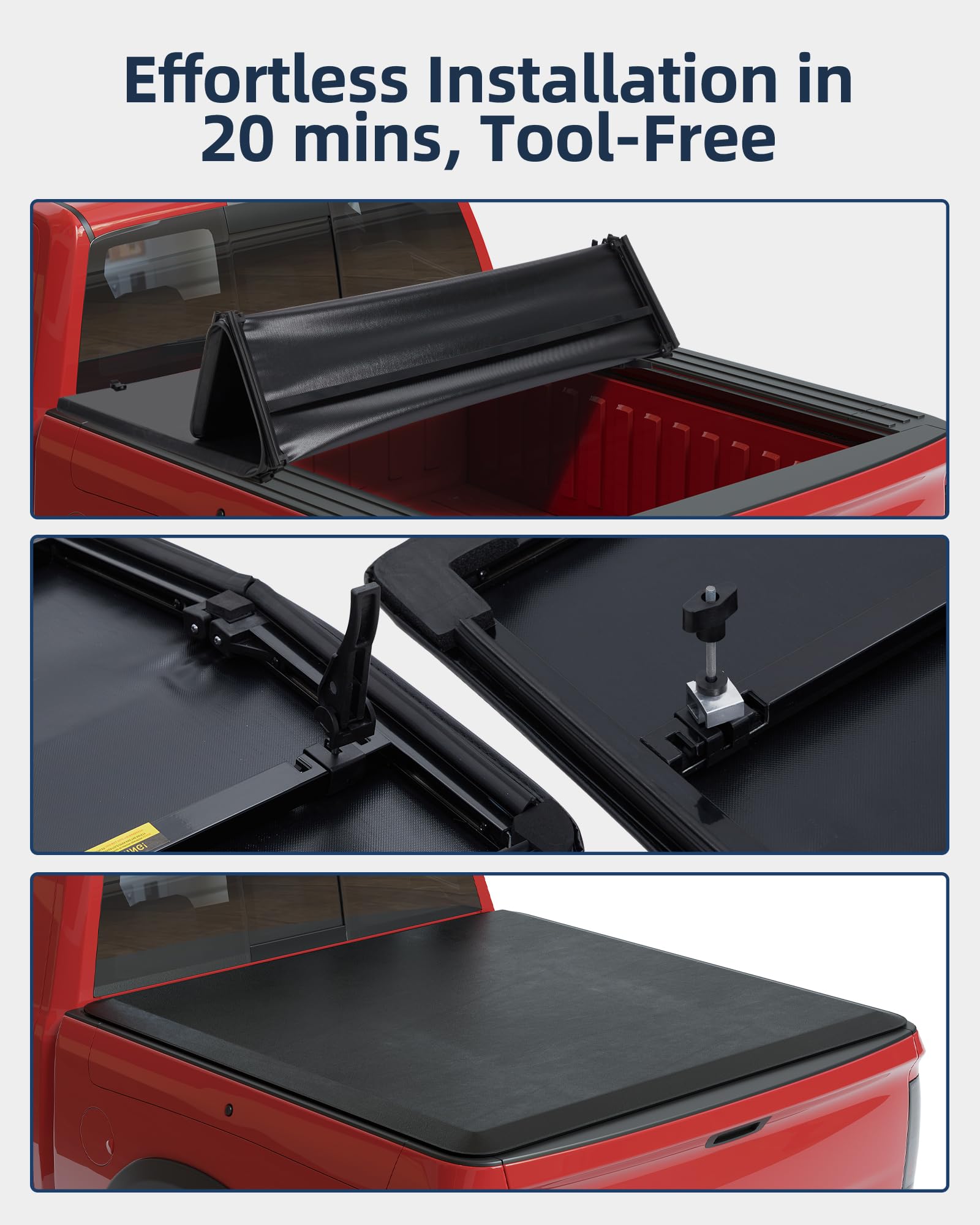Garvee Soft Quad Fold Truck Bed Tonneau Cover Compatible with 2002-2023 Dodge Ram 1500, 2003-2023 Dodge Ram 2500 3500, 5.7 ft Bed