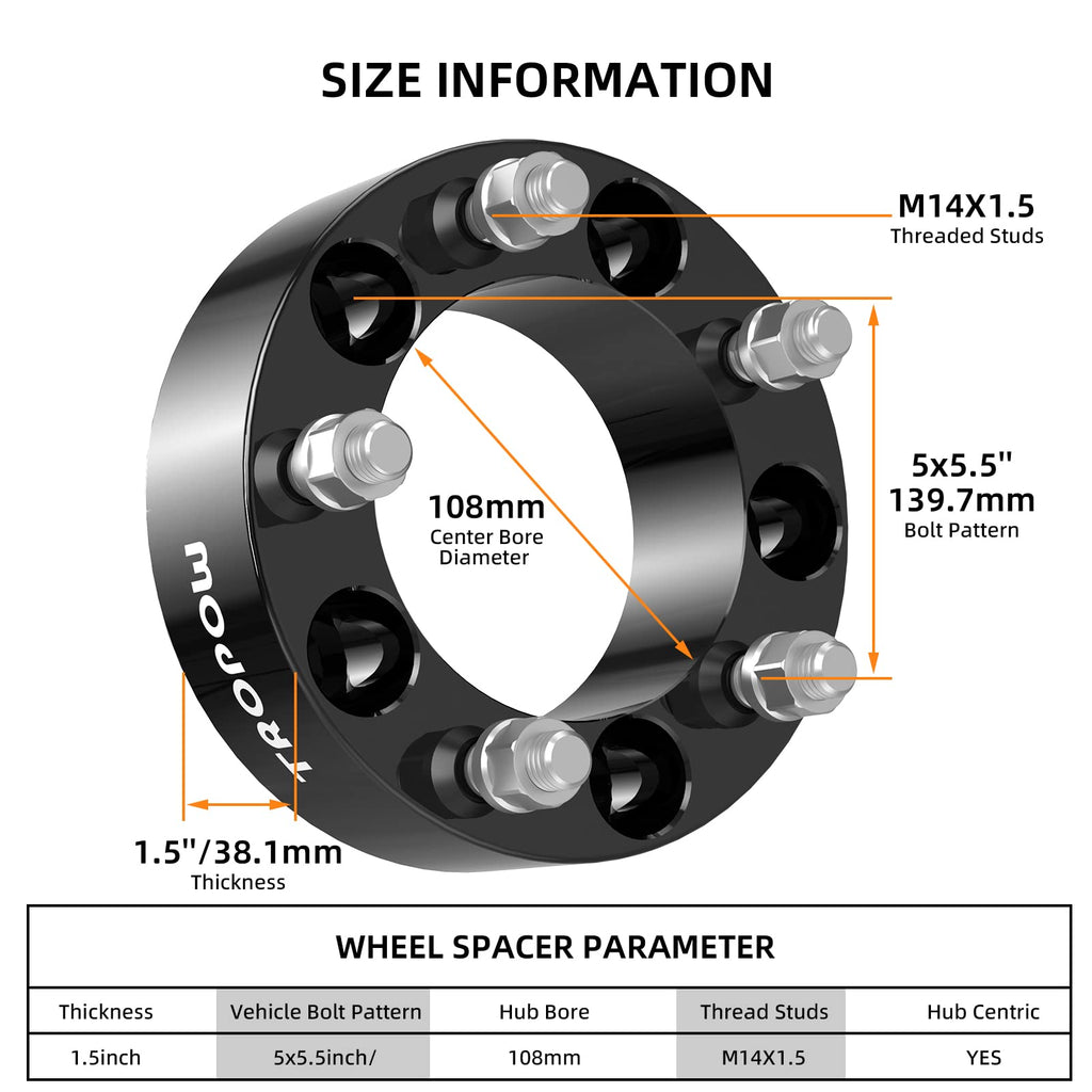 Garvee 5x5.5 Wheel Spacers with 02-11 Ram 1500, 2 Inch Hub Centric