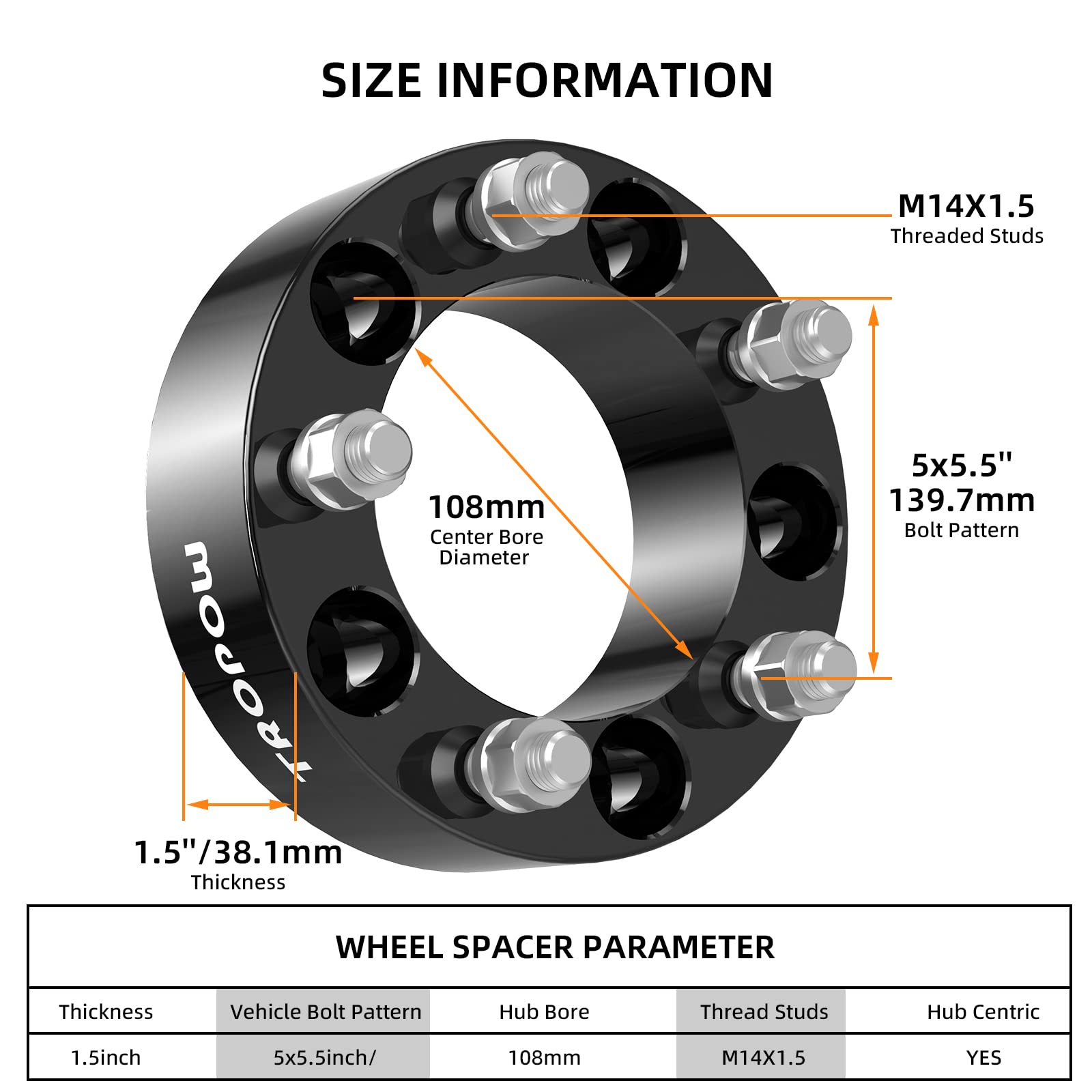 Garvee 5x5.5 Wheel Spacers with 02-11 Ram 1500, 2 Inch Hub Centric