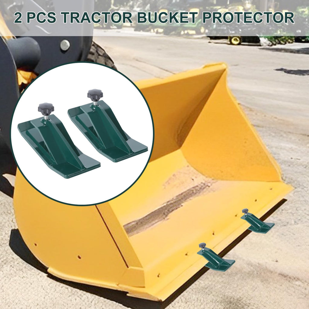 Garvee Tractor Bucket Protector, 2pcs Ski Edge Protector, Turf Tamer Skid Protector, Heavy Duty Steel Bucket Edge Anti-Skid Device, Bucket Attachment for Snow Leaves Removal Spreading Gravel - Green