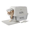 Garvee Stainless Steel Litter Box with Lid Large Enclosed Cat Litter Box for Big Cats Metal Cat Box with High Sided Enclosure Scoop Litter Mat Odor Free Anti-Leakage