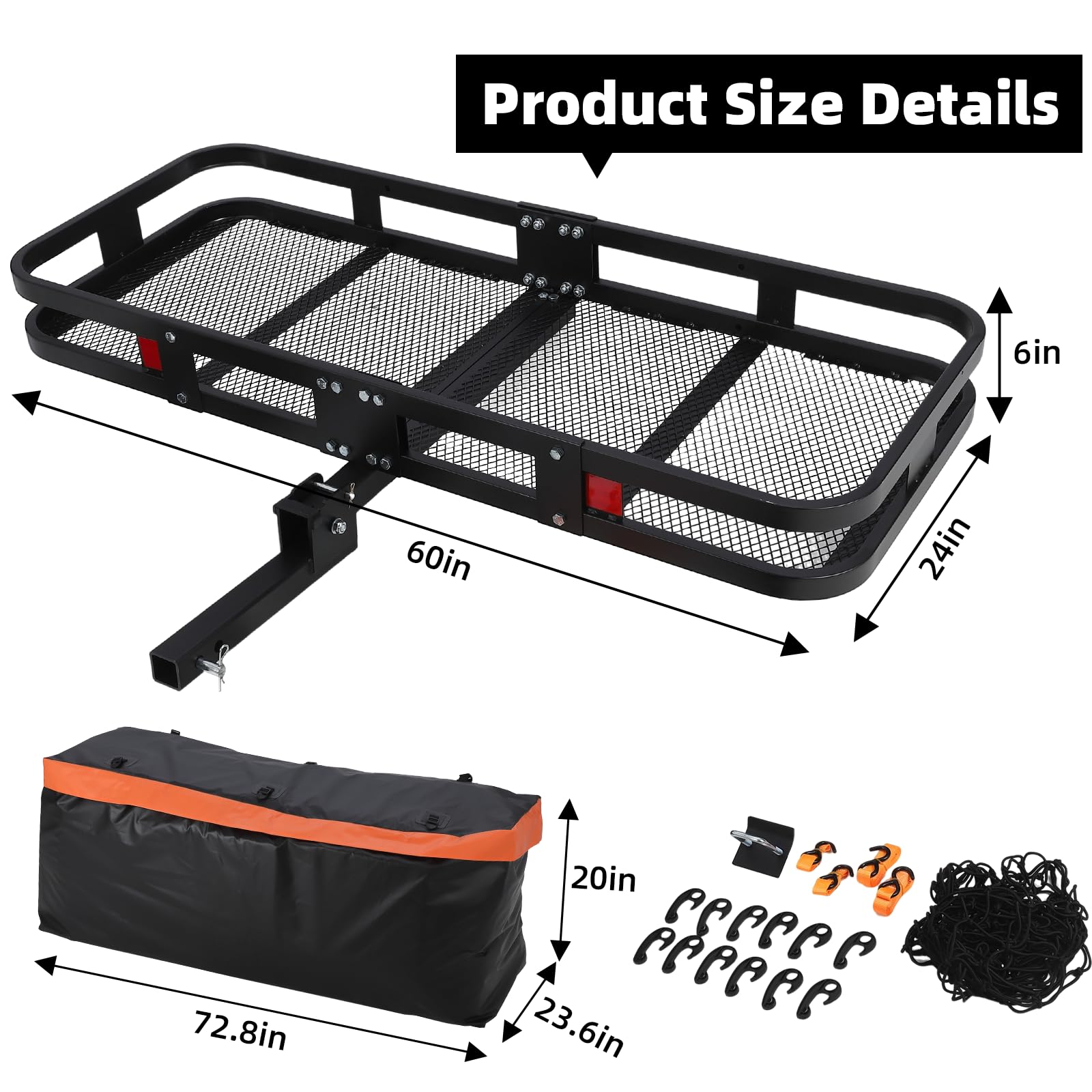 Garvee Heavy Duty Cargo Carrier 500 LBs Steel Construction Large Capacity Travel Safety