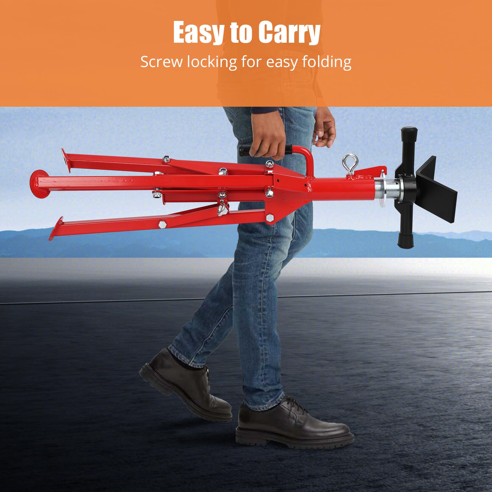 Garvee Heavy-Duty Pipe Jack Stand, 28 -52 Inch Adjustable Folding Pipe Stand, Ideal for Welding, Automotive, and Construction Projects - 2500 Lbs (Red)