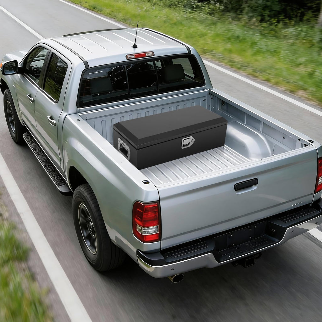 Garvee 20"X20"X10" Heavy-Duty Truck Tool Box with Dual Hydraulic Lids, Weatherproof Steel Storage for Pickup Truck Bed, Garage, Workshop, RV & Trailer, Durable Black