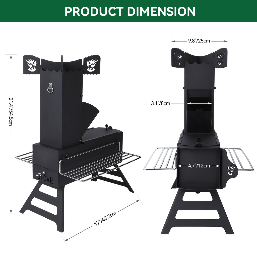 Garvee Rocket Stove for Camping,Portable Camping Stove for Cooking Wood Burning,Collapsible Backpacking Wood Stove,Minute Man Rocket Camp Stove, Outdoor Minuteman Cooking Stove, Stove Outdoor