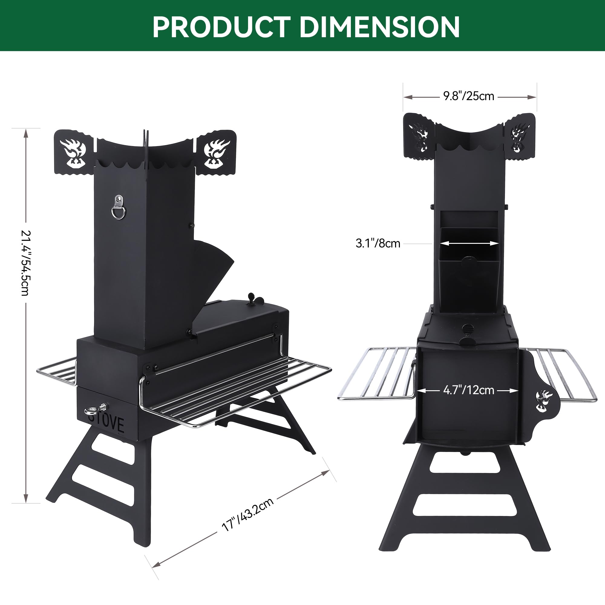 Garvee Rocket Stove for Camping,Portable Camping Stove for Cooking Wood Burning,Collapsible Backpacking Wood Stove,Minute Man Rocket Camp Stove, Outdoor Minuteman Cooking Stove, Stove Outdoor