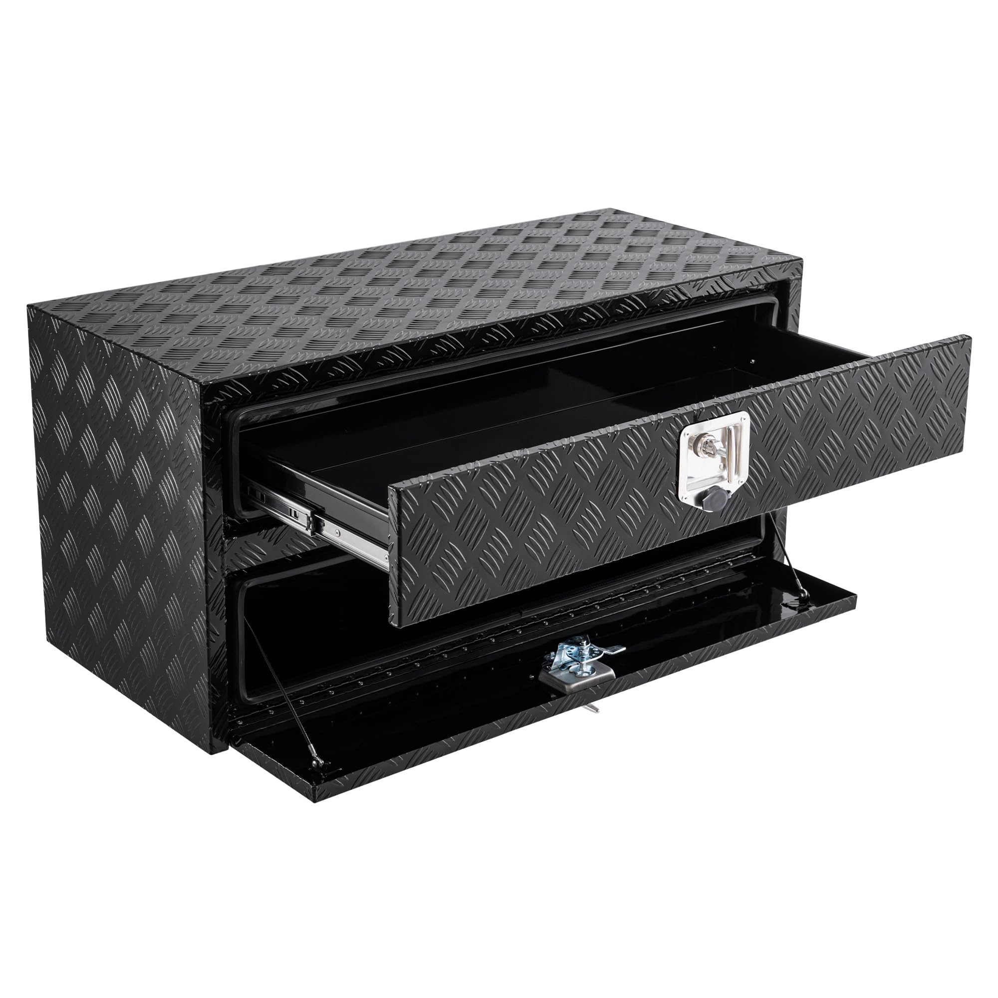 Garvee 48" Aluminum Truck Tool Box with Drawer Two-Tier Organizer for Truck Bed Tools 48x18x20 Waterproof Silver