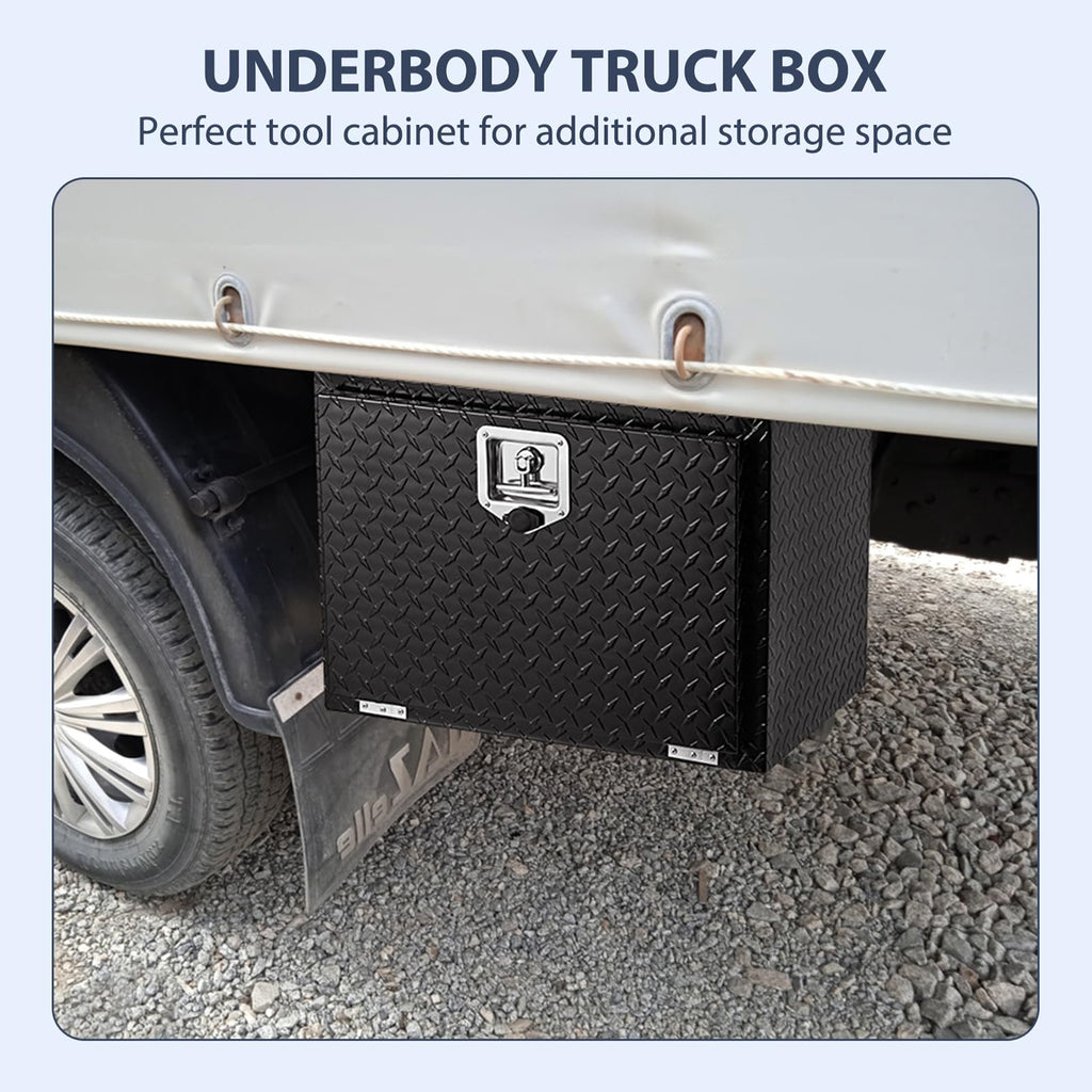 Garvee 24 Inch Aluminum Underbody Truck Box, Waterproof Truck Storage Organizer Chest For Pick Up, Rv Trailer, Durable Truck Side Tool Box With T-Handle Lock and Keys