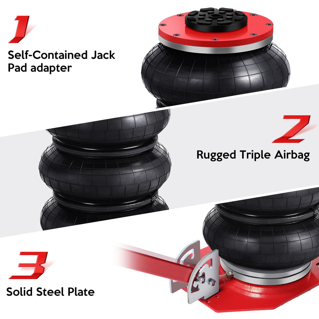 Garvee 3 Ton 6600LBS Triple Air Bag Jack, Up To 15.75" Lift, Long Handle