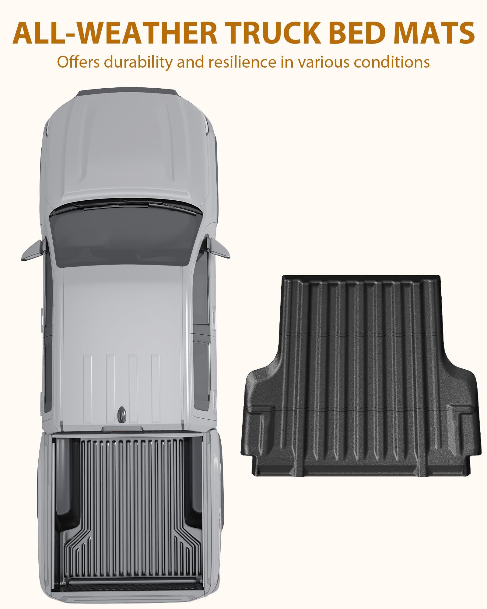 Garvee Truck Bed Mat for 2017-2024 Ford Super Duty F250 F350 F450 6.75 Feet(81.9 inches) Bed, Custom Fit All Weather TPE Pickup F-150 Bed Liner Cargo Mat