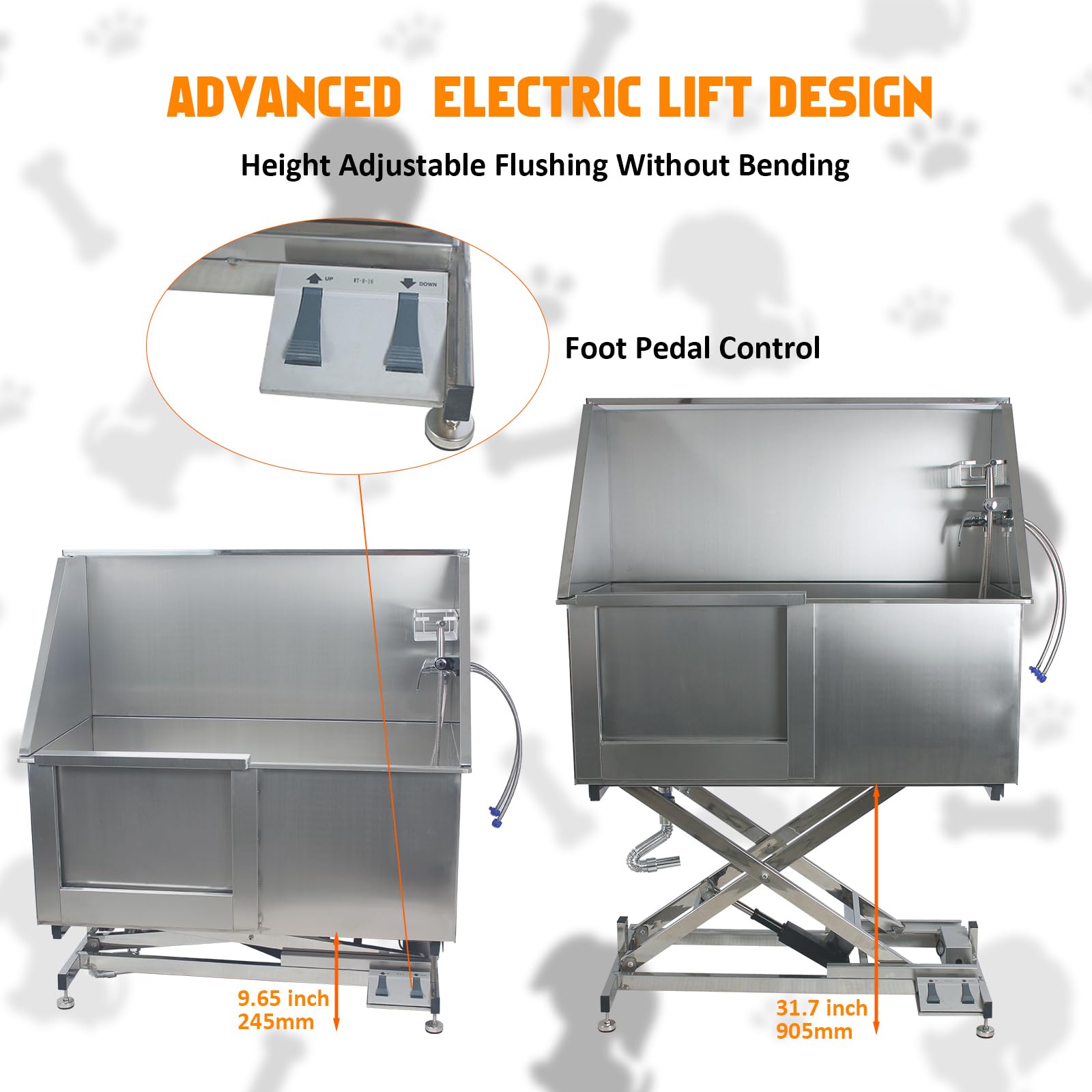 Garvee 50” Dog Washing Station Electric Height Adjustment, Stainless Steel Dog Bathtub with Soap Box, Faucet, Professional Dog Bathing Station for Multiple Pets
