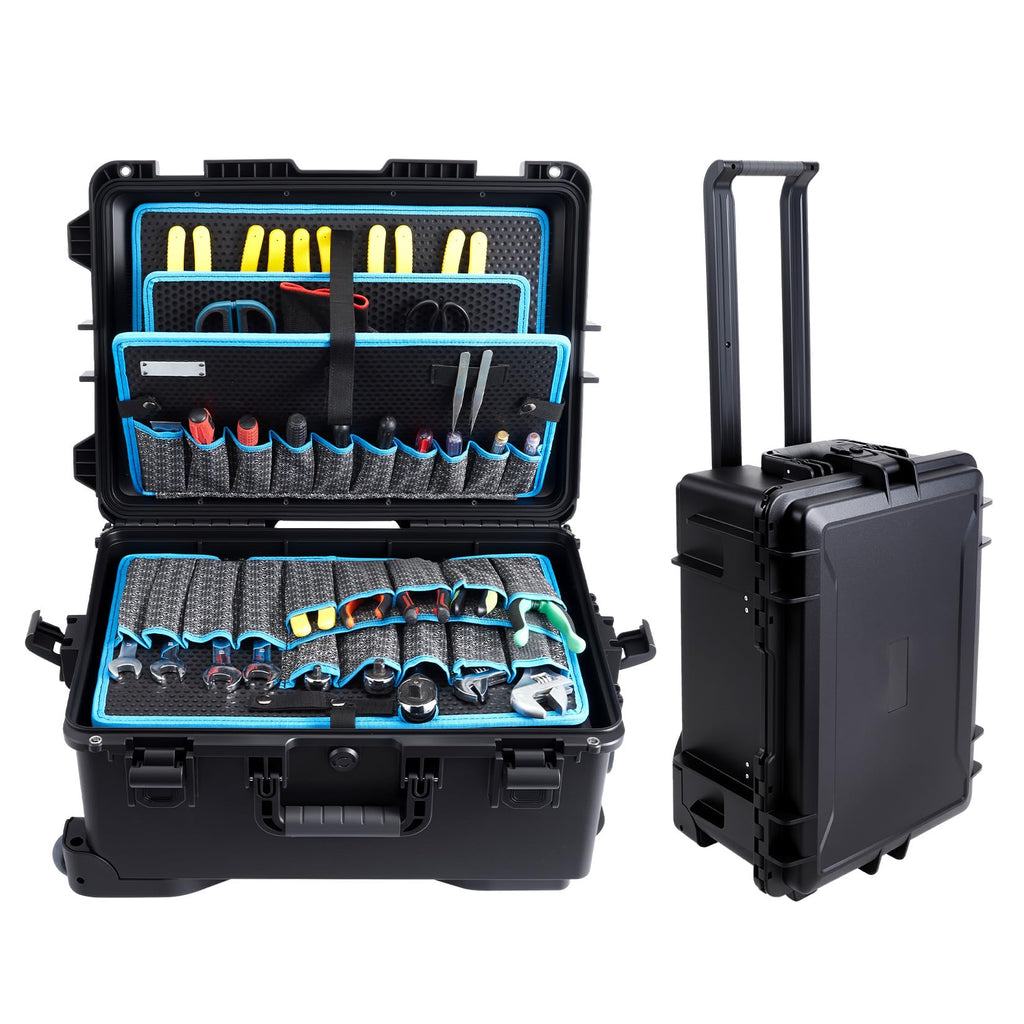 Garvee Mobile Tool Station, 4-Layer Rolling Tool Box with Adjustable Dividers, Waterproof Heavy-Duty 220lbs Capacity Tool Organizer for Jobsite Garage Use, Large