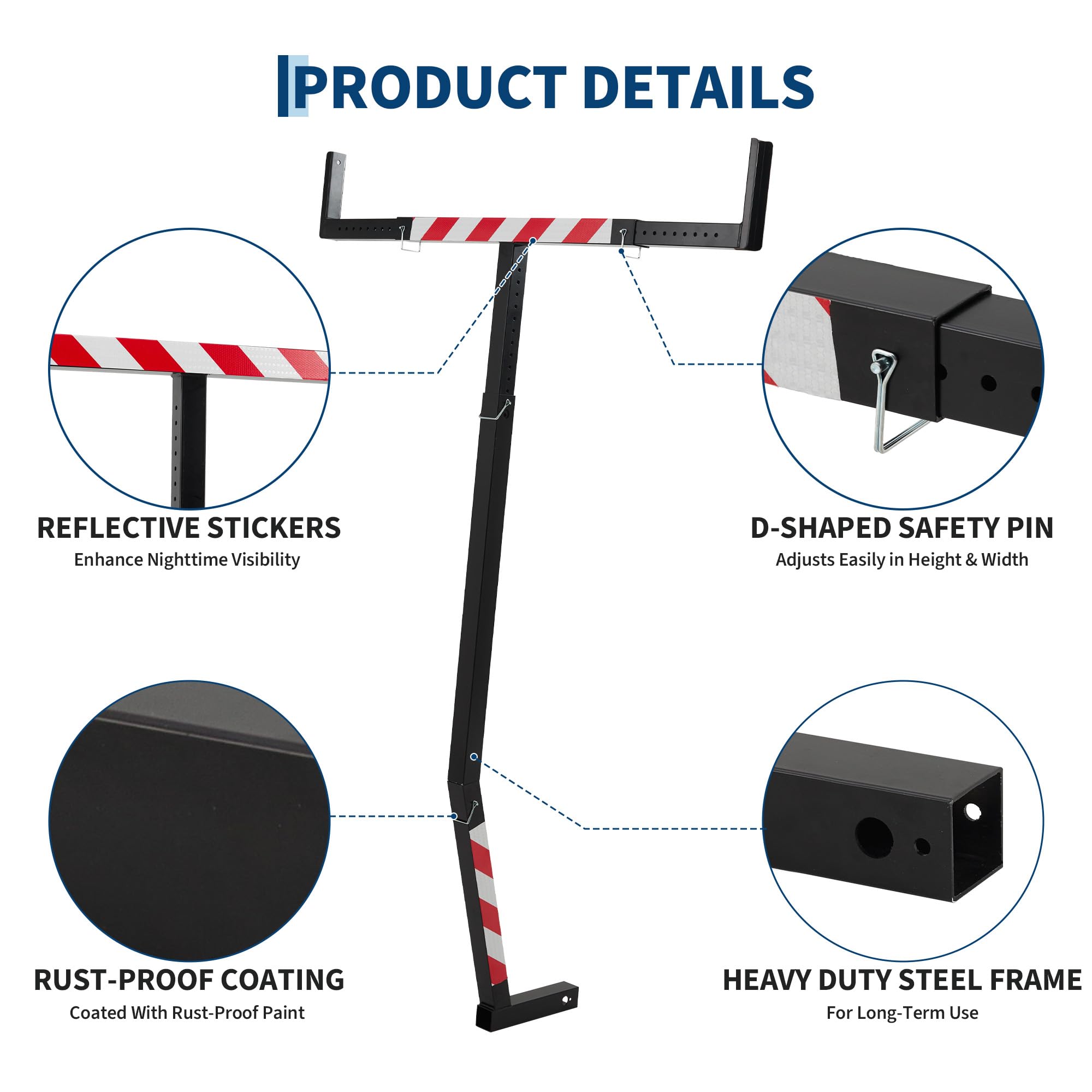 Garvee Adjustable 750 Lbs Hitch Mount Truck Bed Extender - Heavy Duty Steel, Foldable Pickup Rack for Kayak, Ladder, Lumber, Black