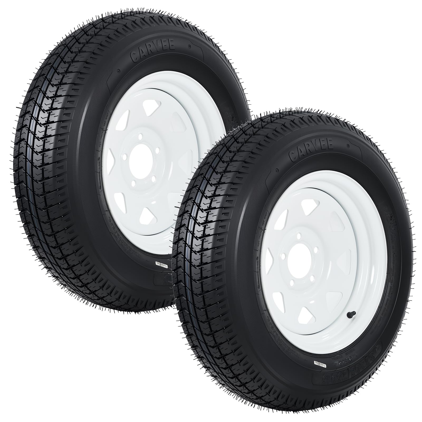 Garvee ST205/75D15 Trailer Tire and Wheel Assembly, Heavy-Duty Load Range C 6PR, 15 Inch White Modular Wheel for Utility Boat Camper Trailers, Set of 2