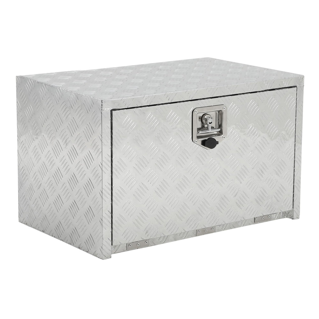 Garvee 18"X18" Heavy Duty Aluminum Tool Underbody Box, Waterproof Truck Storage Organizer Chest for Pick Up Truck Bed, RV Trailer, Silver