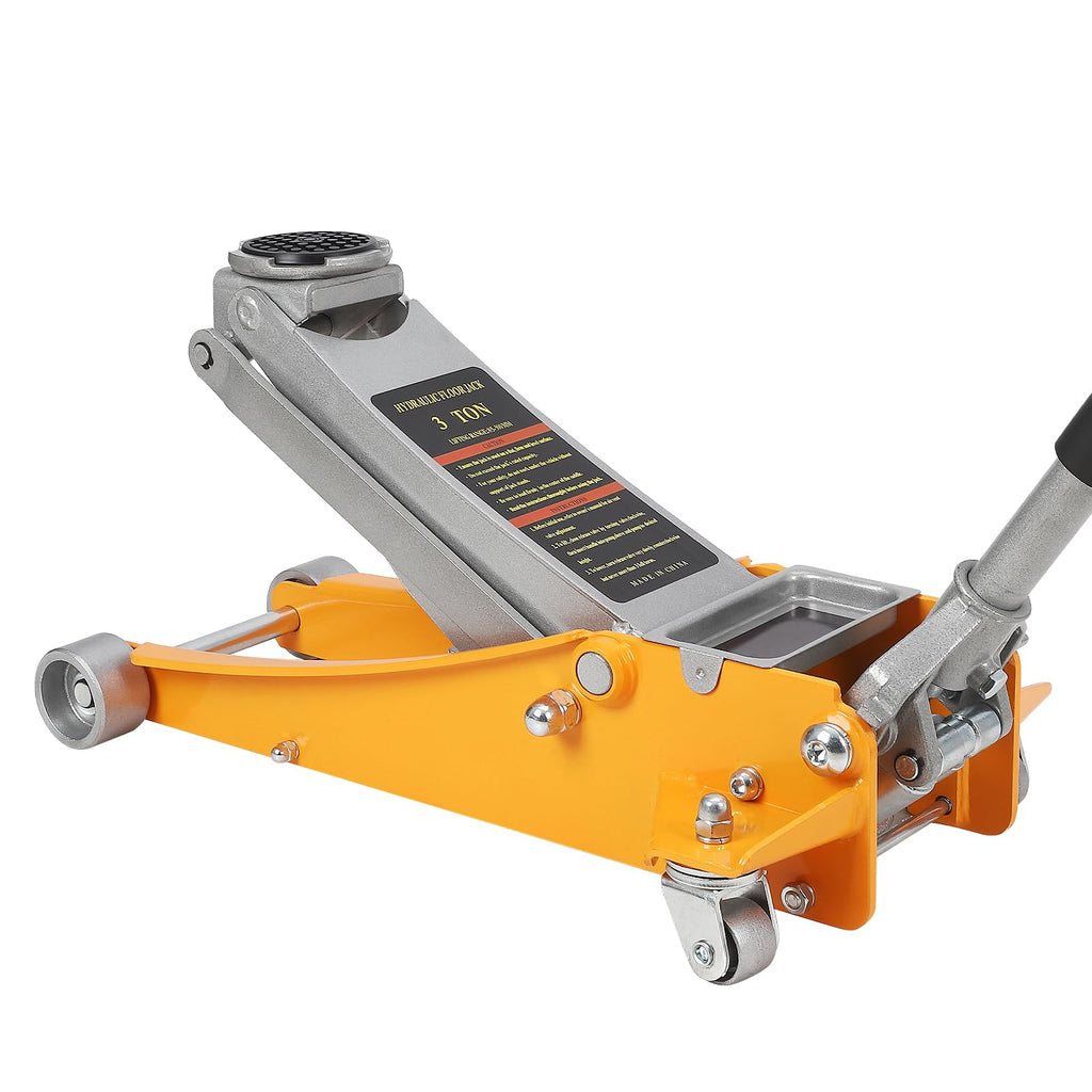 Garvee Floor Jack - Low Profile, 3T Steel Hydraulic, Dual Pistons Quick Lift, Lifting Range 3.46"-19.49"