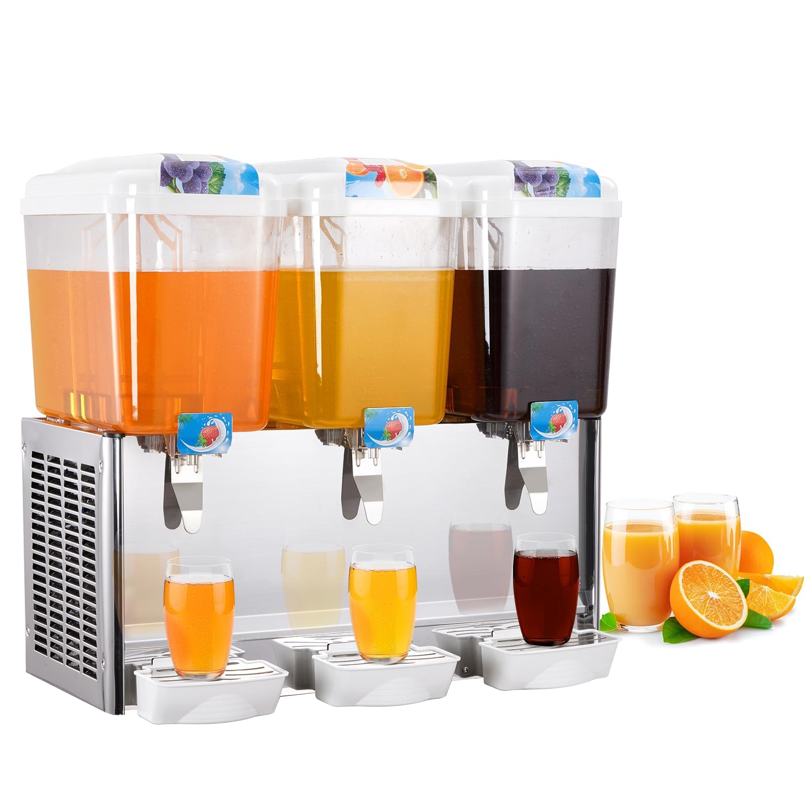 Garvee Commercial Beverage Dispenser, 3 Tanks 4.75 Gallon 18L Juice Dispenser, 380W Stainless Steel Food Grade Lemonade Dispenser With Thermostat Controller, Drink Dispensers for Parties Restaurant