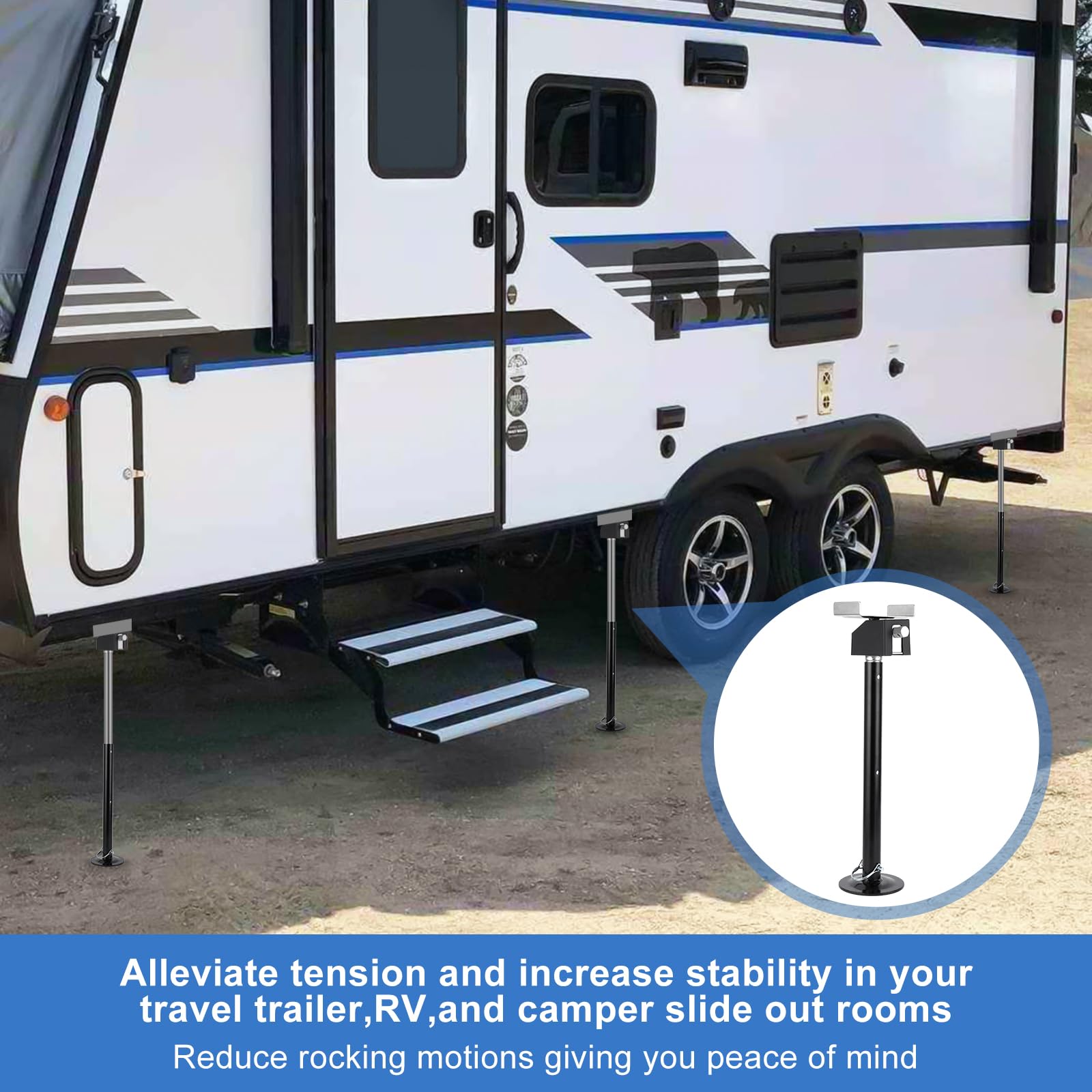 Garvee 6 Pack RV Slide Out Support Jacks, Each Supports 5000 lbs, Adjustable Height from 21.06" to 49", Heavy-Duty Steel RV Stabilizer Jacks for Camper, Black