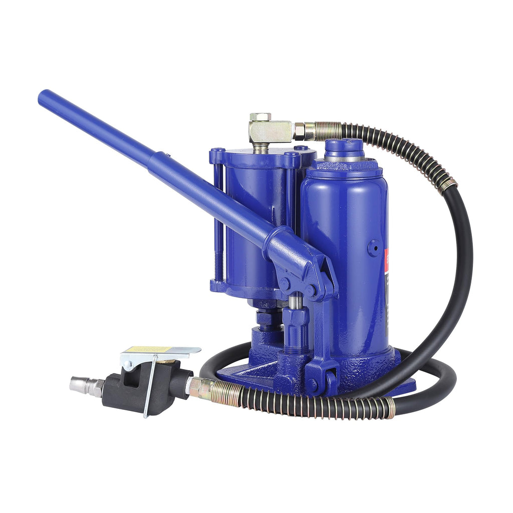 Garvee 5 Ton Pneumatic Air Hydraulic Bottle Jack with Manual Hand Pump, In-Line Cylinder, for Auto Repair & House Lifting