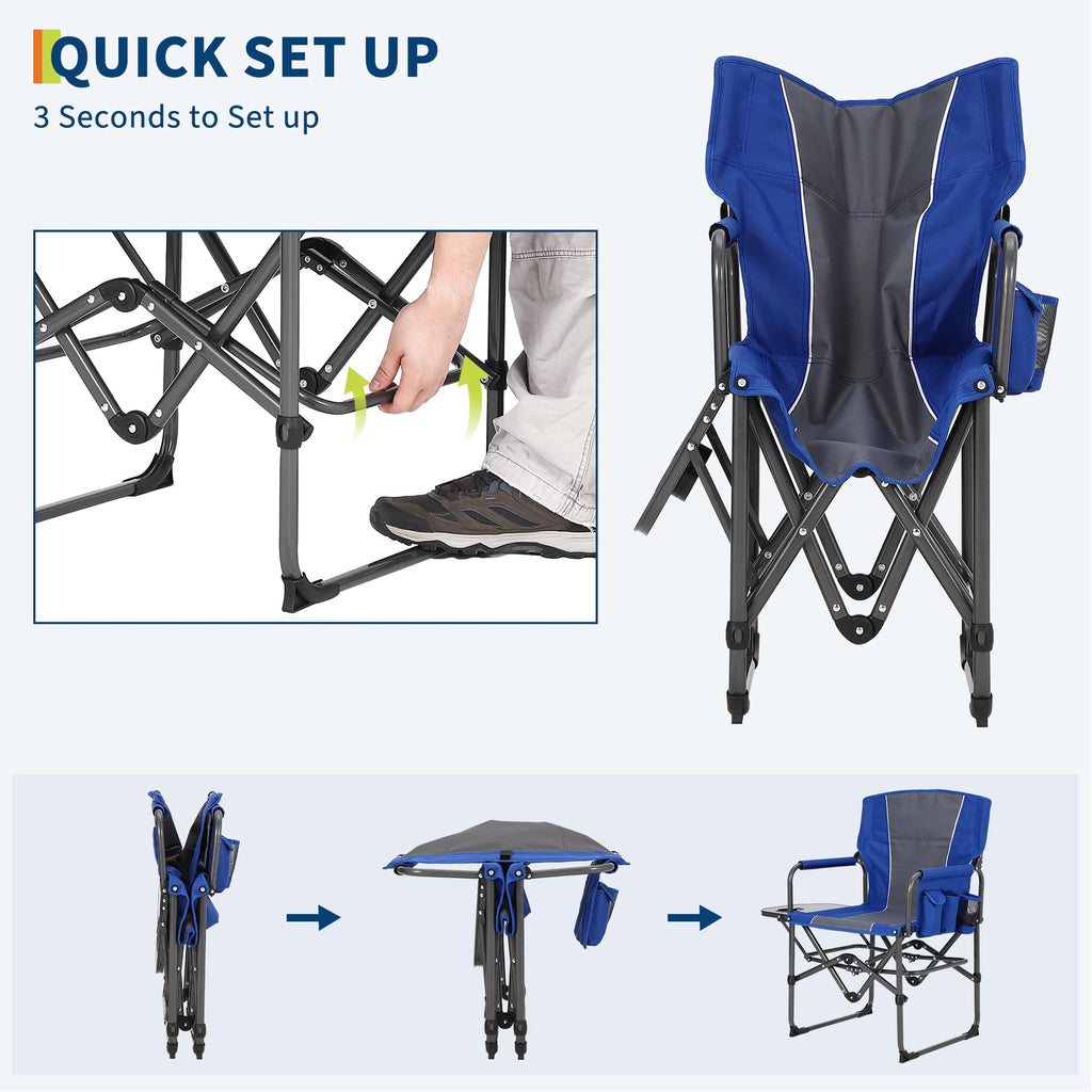 Garvee Oversized Portable Camping Directors Chair With Side Table & Detachable Pockets For Fishing Beach Picnic Concert Lawns, 31.89x19.69x36.22