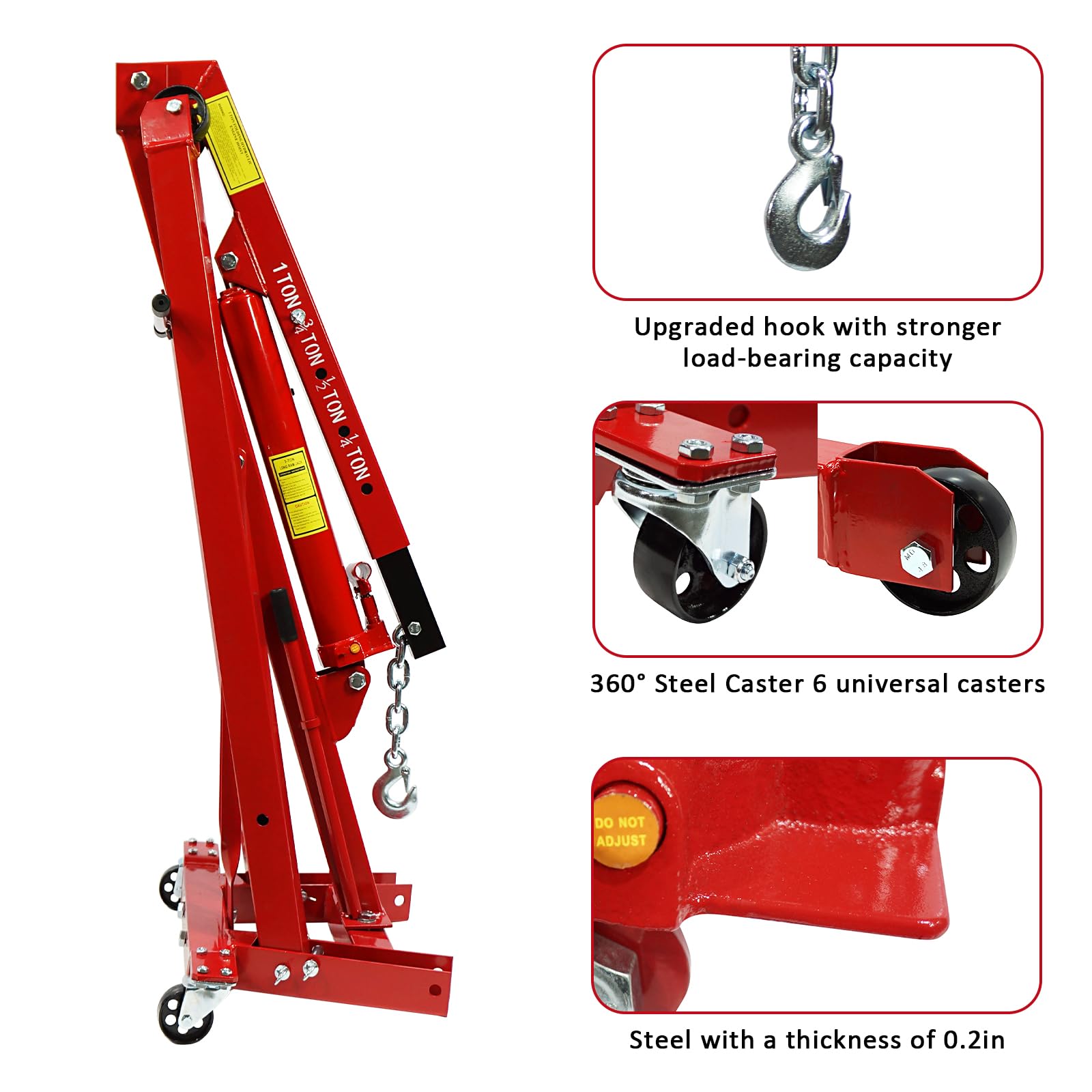 Garvee 1 Ton Folding Engine Hoist, 2200 LBS Lift for Shop Use