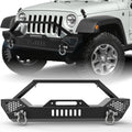 Garvee Front Bumper Compatible with 2018-2024 Jeep Wrangler JL/ 2020-2024 Jeep Gladiator, Off Road Rock Crawler Textured Black Bumper with Winch Plate & 2 × D-Rings & Fog Holes