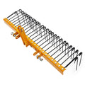 Garvee 72 Inch Pine Straw Rake - 30pcs 8mm Coil Spring Tines Durable Powder Coated Steel Tow Behind Landscape Rake with 3 Point Hitch Receiver Attachment Fit to Cat0 Cat 1 Tractors for Leaves Grass, Yellow