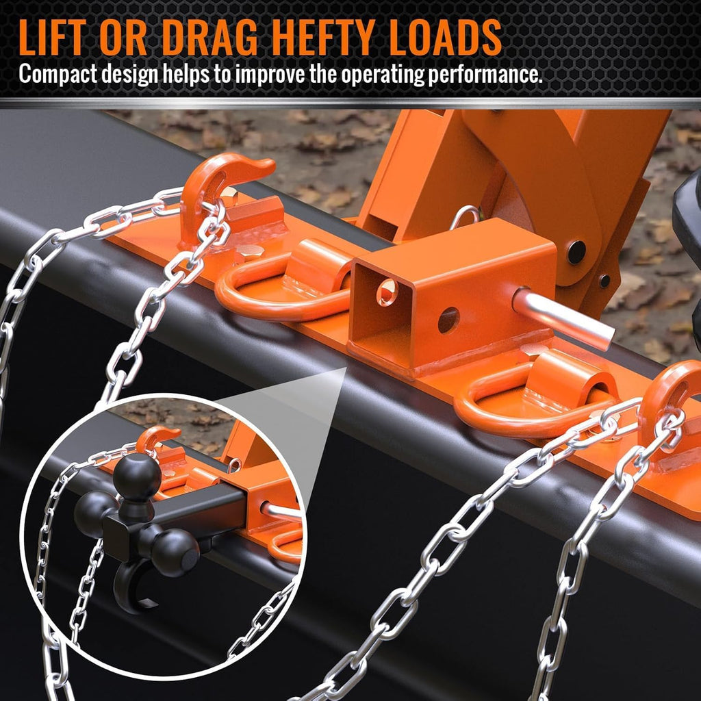 Garvee Mountable Retaining Hooks with D-Rings and 2-Inch Receiver for Compact Tractor, Durable Steel, Orange Finish