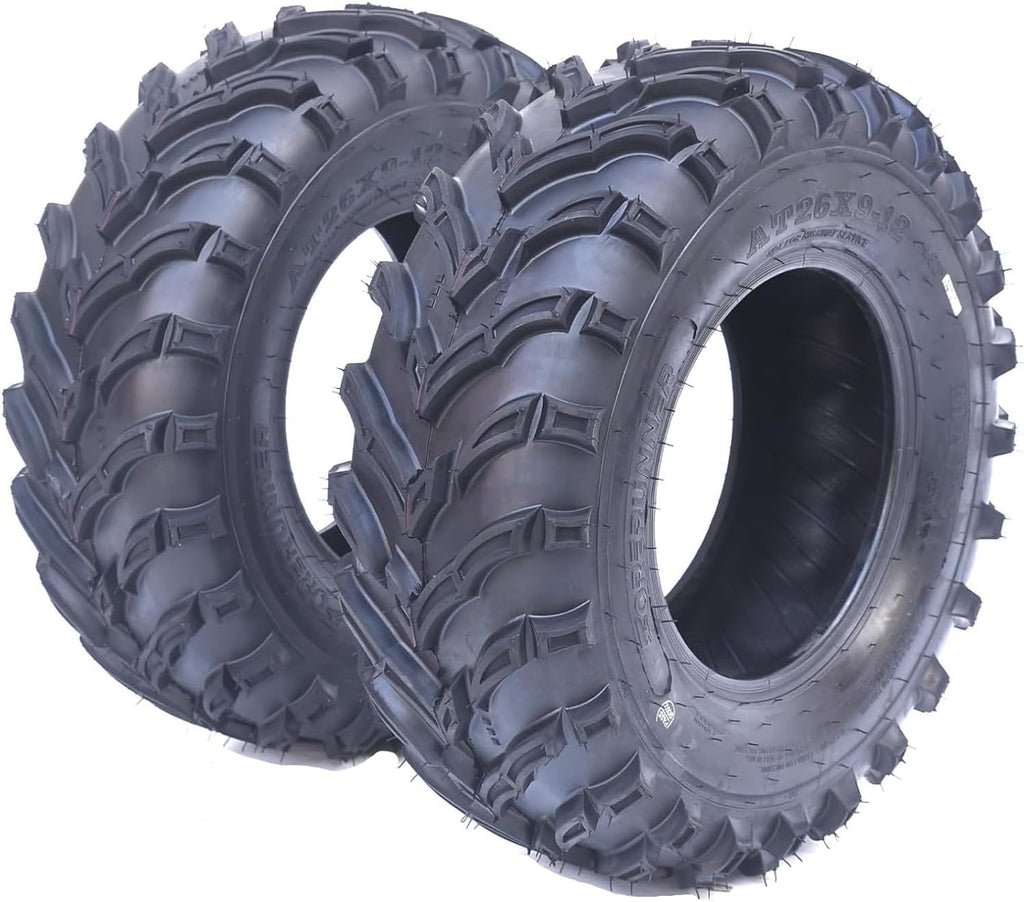 Garvee Set of 2 ATV Trail Tires 6PR Knobby Sport Tires, Tubeless - AT26x9-12-6PR TL MARS