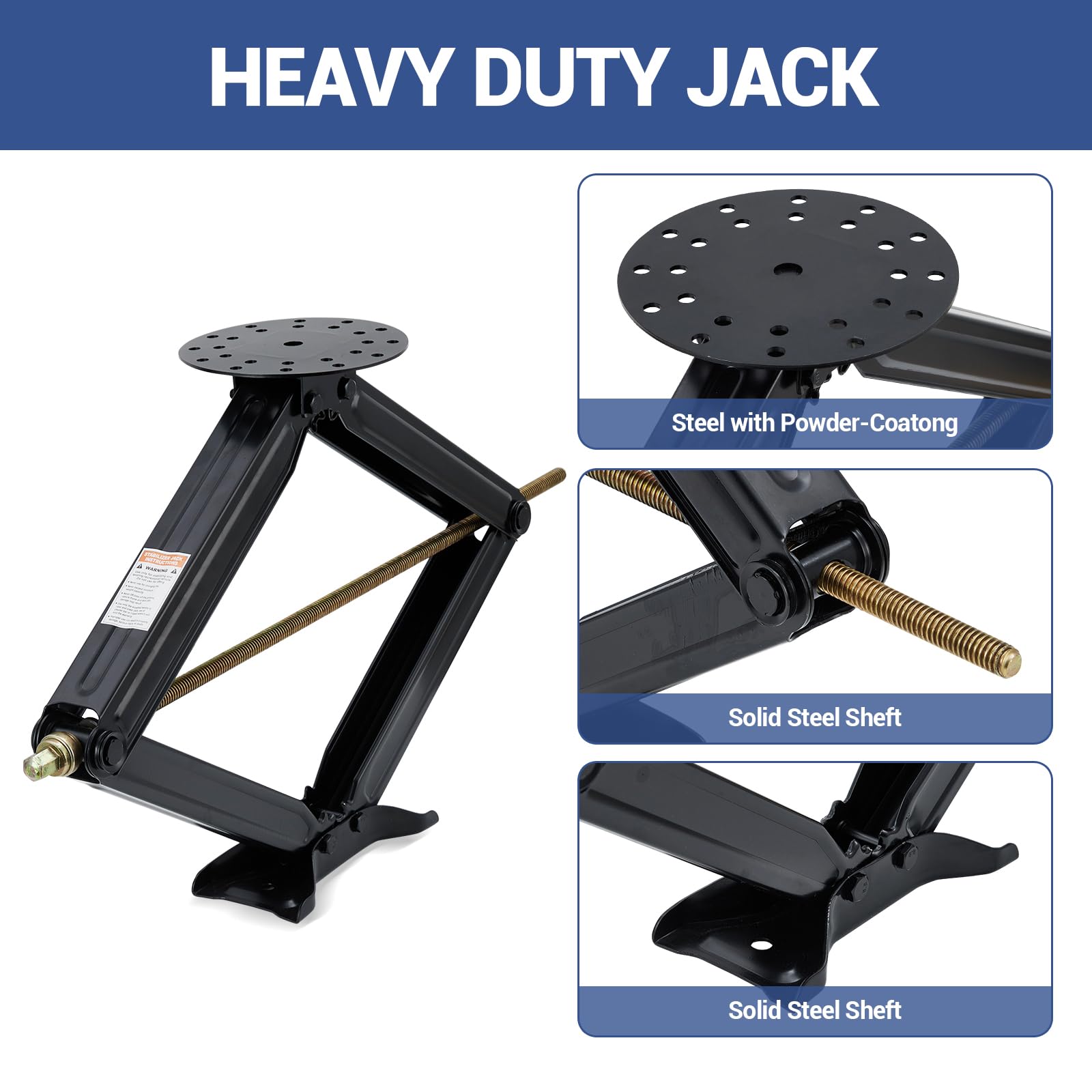 Garvee 5000 lbs RV Scissor Jacks, 30" Heavy-Duty Steel Leveling Stabilizers for Campers, Trailers, 5th Wheels, and Motorhomes, Includes Crank Handle, Black, 1 pc