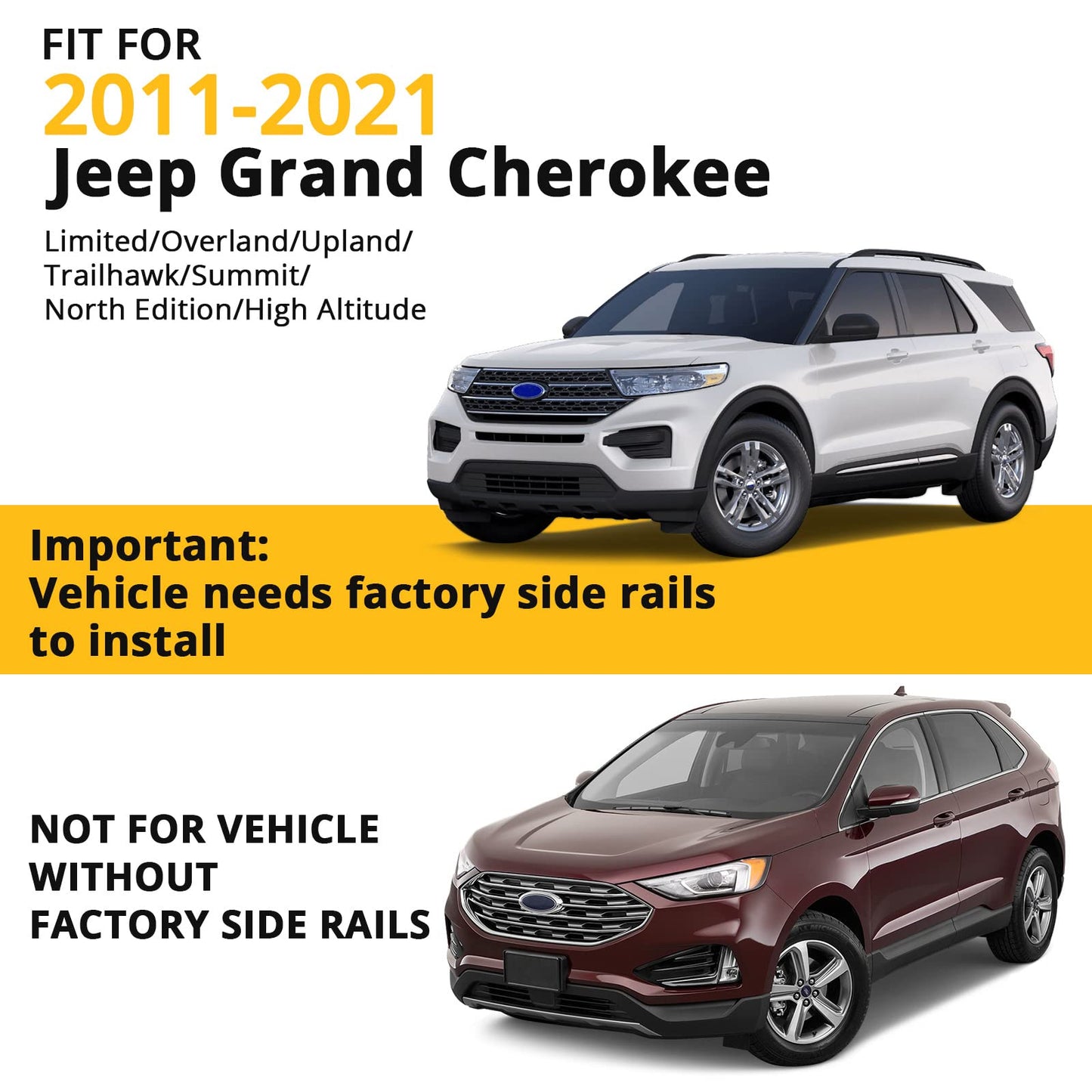 Garvee Roof Rack Cross Bars for 2011-2021 Jeep Grand Cherokee – Heavy Duty Steel Cross Bars for Rooftop Cargo, Kayak, Canoe, Bike & Snowboard