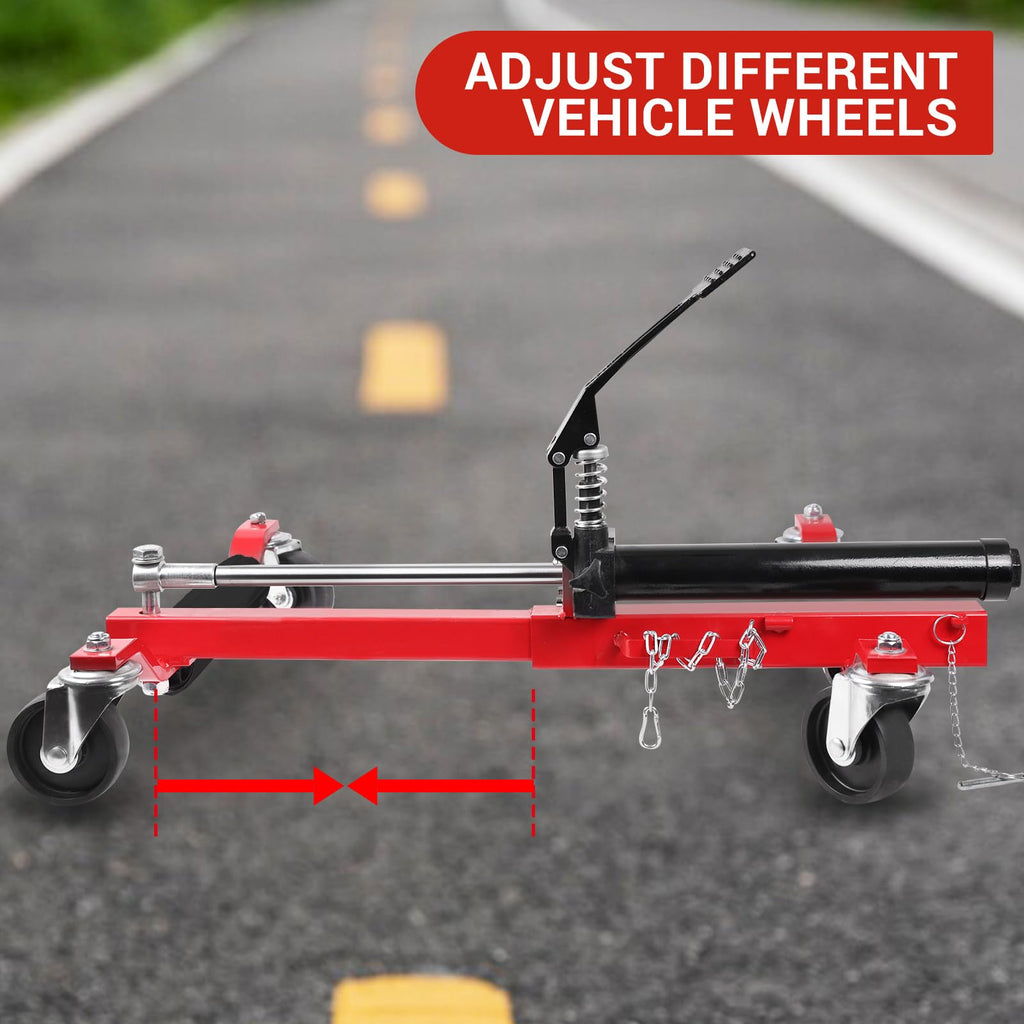 Garvee Car Wheel Dolly Set With Hydraulic Tire Jack For Truck RV Trailer, 1500 LBS Capacity, Red